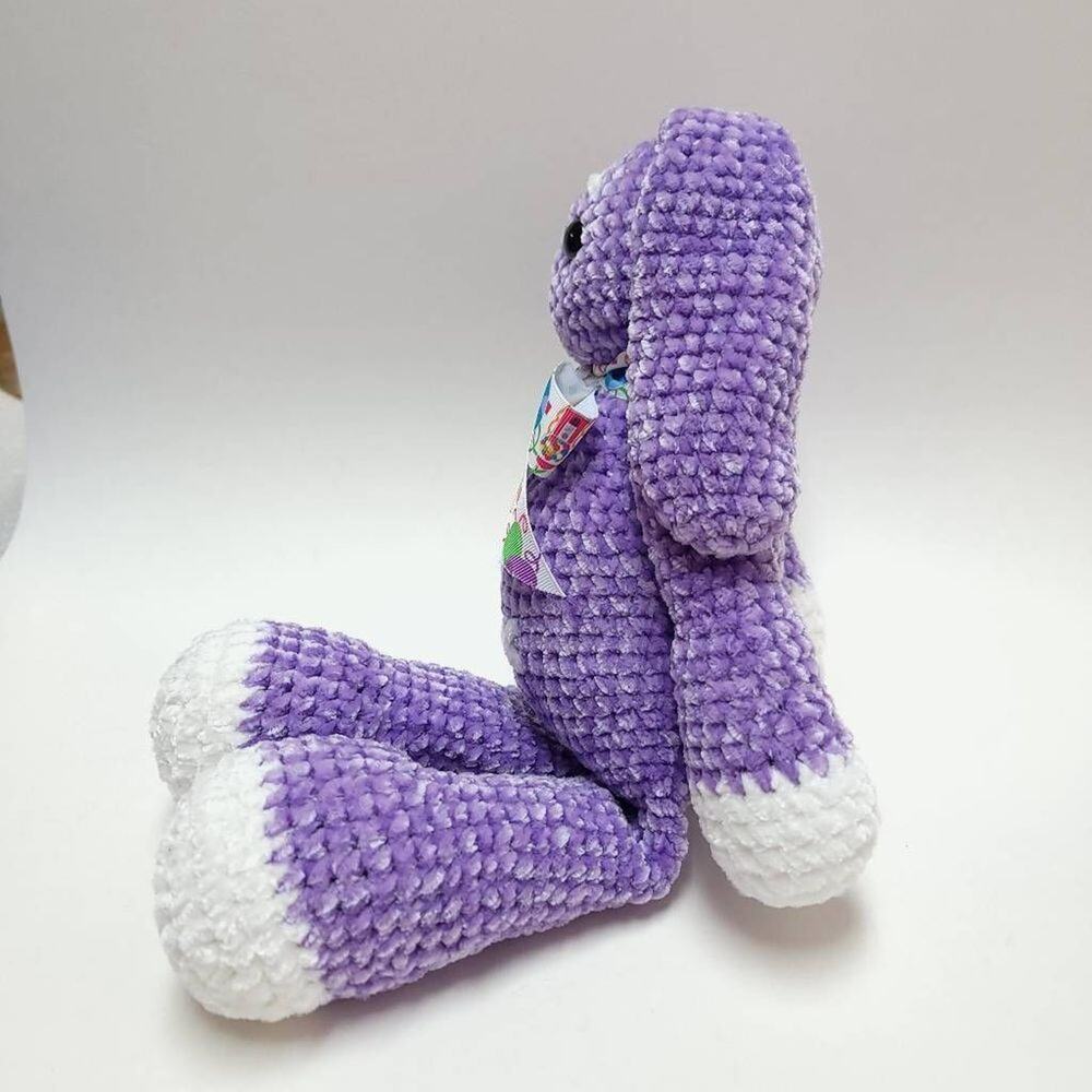 Crochet Bunny Handmade Toy Plush Purple Kids Girls Easter Gift Stuffed Animal St - Picture 6 of 8